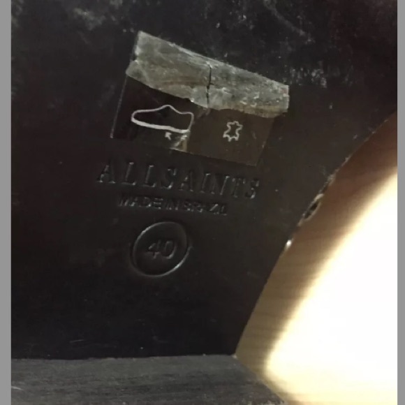 ALL SAINTS Yannis black pointy booties sz 40 studs - Picture 8 of 8